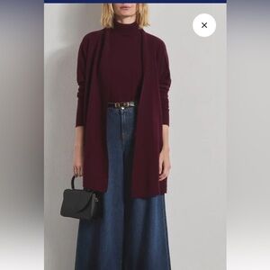 NWT Splendid Tori 100% Cashmere Oversized Open Front Cardigan Rosewood Wine S
